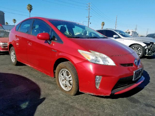 JTDKN3DU3D1628305 - 2013 TOYOTA PRIUS RED photo 1