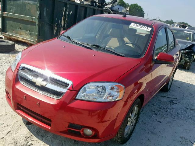 KL1TG56E39B385152 - 2009 CHEVROLET AVEO LT RED photo 2