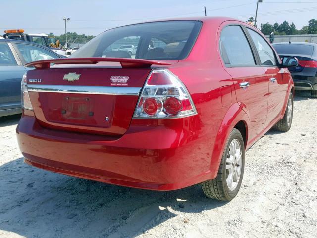 KL1TG56E39B385152 - 2009 CHEVROLET AVEO LT RED photo 4