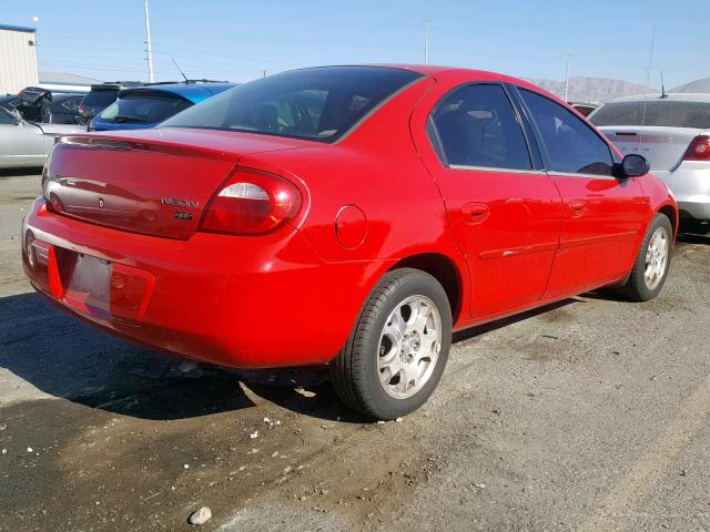 1B3ES56C14D603375 - 2004 DODGE NEON SXT RED photo 4