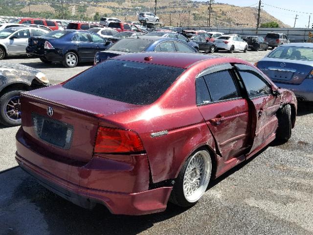 19UUA66274A020855 - 2004 ACURA TL BURGUNDY photo 4