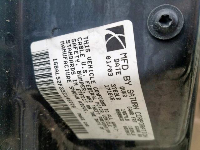 1G8AL52F23Z146775 - 2003 SATURN ION LEVEL TAN photo 10