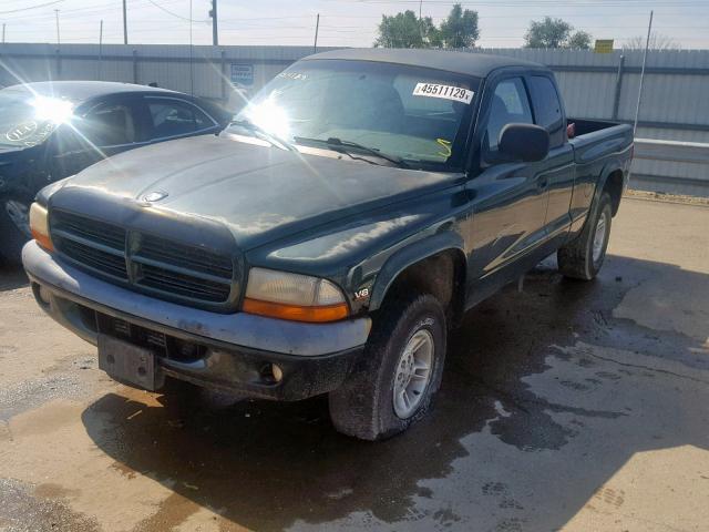 1B7GG22Y9XS206506 - 1999 DODGE DAKOTA GREEN photo 2