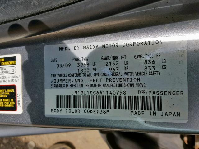 JM1BL1SG6A1140758 - 2010 MAZDA 3 I SILVER photo 10