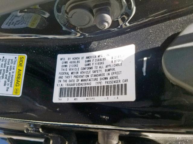 19UUA8F59DA008440 - 2013 ACURA TL TECH BLACK photo 10