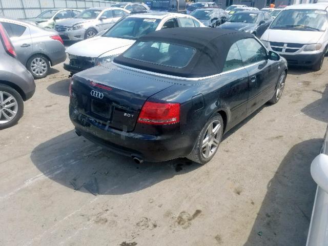 WAUAF48H67K017160 - 2007 AUDI A4 2.0T CA BLACK photo 4