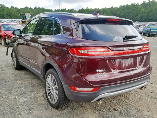 5LMCJ3C96JUL19511 - 2018 LINCOLN MKC RESERV BURGUNDY photo 3