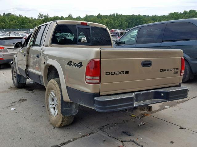 1D7HG48N04S735728 - 2004 DODGE DAKOTA QUA TAN photo 3