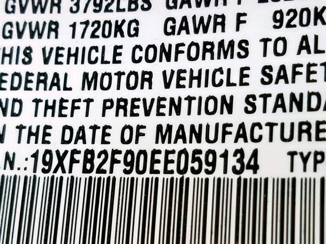 19XFB2F90EE059134 - 2014 HONDA CIVIC EXL 勃艮第红 照片 10