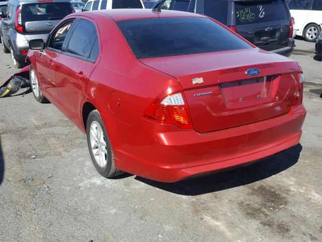 3FAHP0GA8AR134761 - 2010 FORD FUSION S RED photo 3