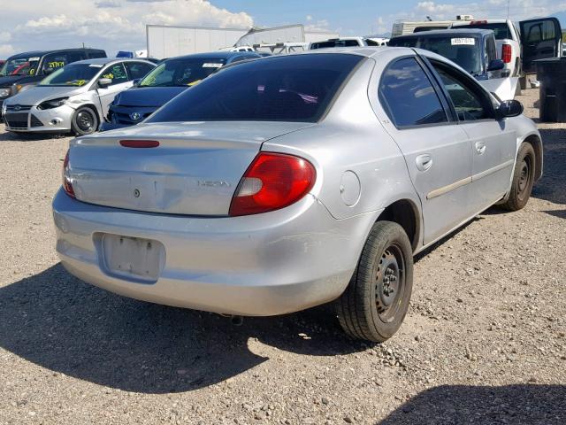 1B3ES46C61D300369 - 2001 DODGE NEON SE SILVER photo 4