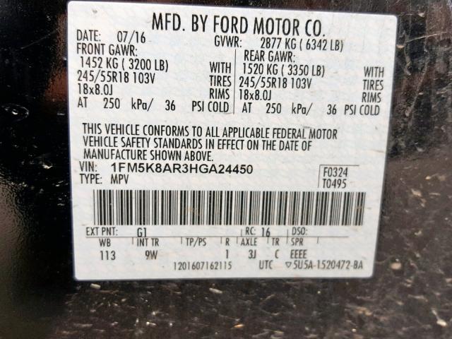 1FM5K8AR3HGA24450 - 2017 FORD EXPLORER P TWO TONE photo 10