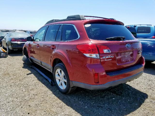 4S4BRBGC6D3287211 - 2013 SUBARU OUTBACK 2. RED photo 3