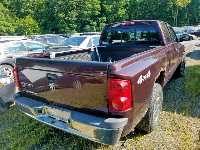 1D7HW42N35S127957 - 2005 DODGE DAKOTA SLT BURGUNDY photo 4