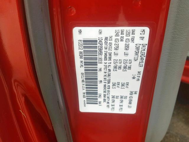 1D4GP25B05B110318 - 2005 DODGE CARAVAN SE RED photo 10