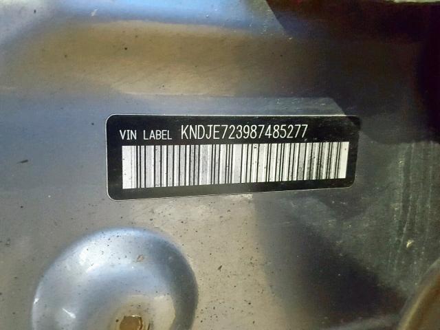 KNDJE723987485277 - 2008 KIA SPORTAGE E GRAY photo 10