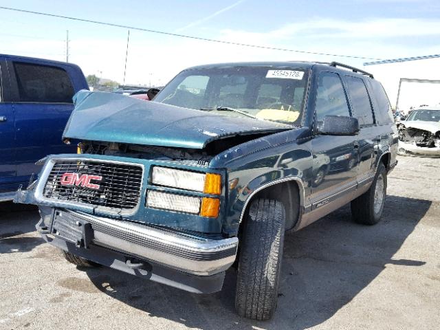 1GKEK13R5TJ723152 - 1996 GMC YUKON GREEN photo 2