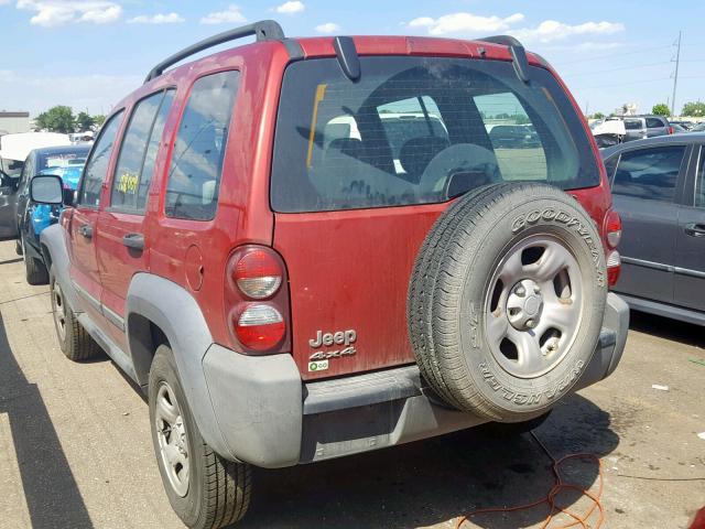 1J4GL48K97W538393 - 2007 JEEP LIBERTY SP RED photo 3