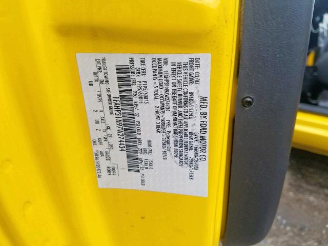 1FAHP31N97W274434 - 2007 FORD FOCUS ZX3 YELLOW photo 10