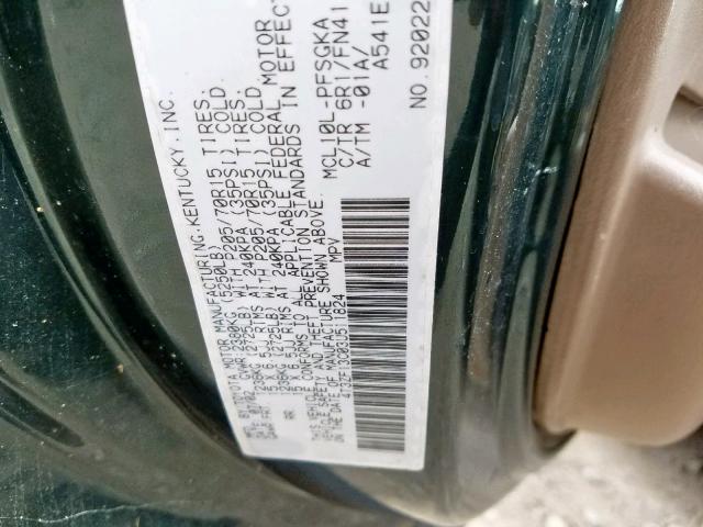 4T3ZF13C03U511824 - 2003 TOYOTA SIENNA LE GREEN photo 10