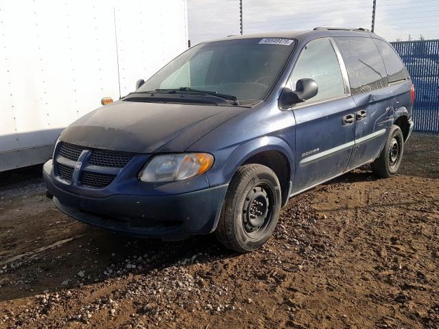 1B4GP25R71B140188 - 2001 DODGE CARAVAN SE BLUE photo 2