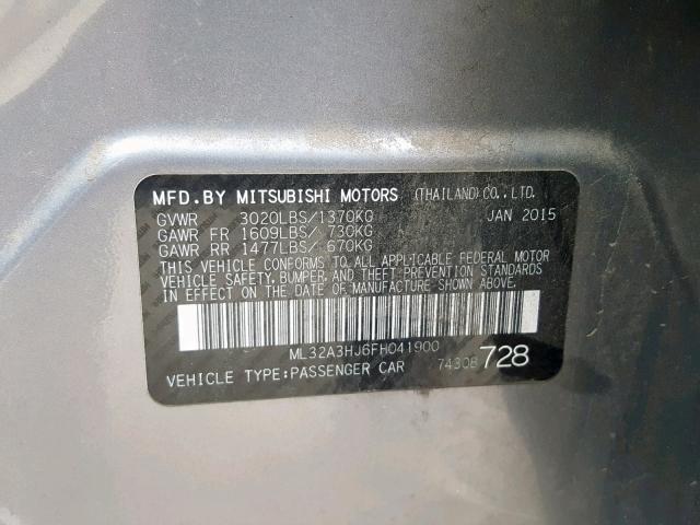 ML32A3HJ6FH041900 - 2015 MITSUBISHI MIRAGE DE CHARCOAL photo 10