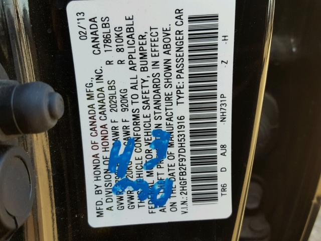 2HGFB2F97DH531916 - 2013 HONDA CIVIC EXL Qara foto 10