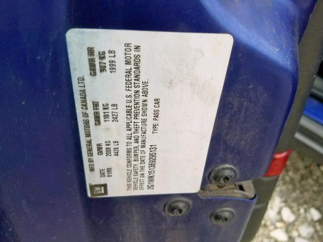 2G1WK151369295131 - 2006 CHEVROLET MONTE CARL BLUE photo 10