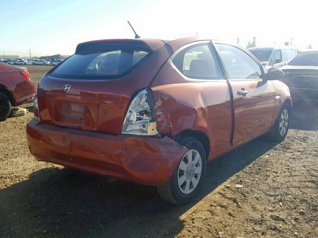 KMHCM36C07U037066 - 2007 HYUNDAI ACCENT GS ORANGE photo 4