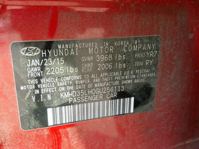 KMHD35LH0GU256113 - 2016 HYUNDAI ELANTRA GT RED photo 10