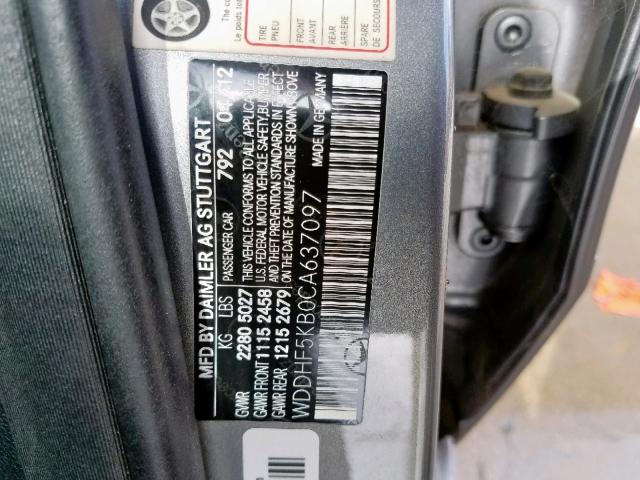 WDDHF5KB0CA637097 - 2012 MERCEDES-BENZ E 350 SILVER photo 10