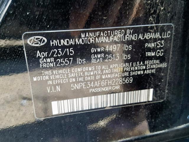 5NPE34AF6FH228569 - 2015 HYUNDAI SONATA SPO BLACK photo 10