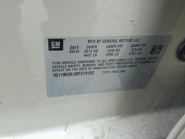 1G11B5SL9EF274152 - 2014 CHEVROLET MALIBU LS Қоңыр фото 10