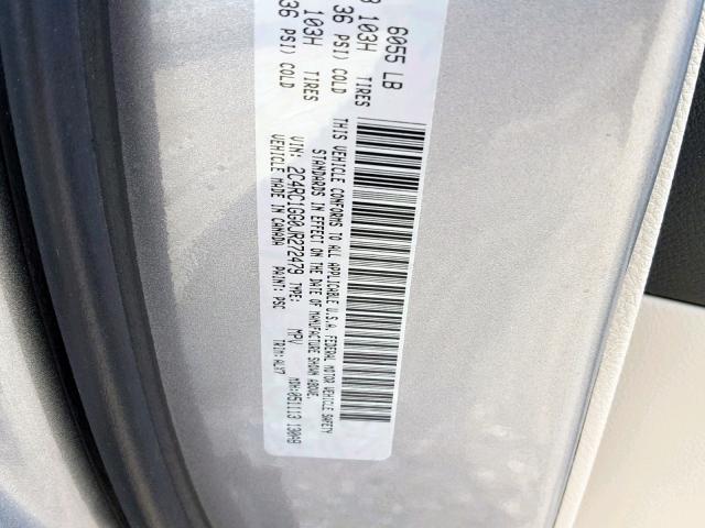 2C4RC1GG0JR272479 - 2018 CHRYSLER PACIFICA L SILVER photo 10