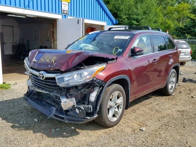 5TDDKRFH2GS247671 - 2016 TOYOTA HIGHLANDER BURGUNDY photo 2