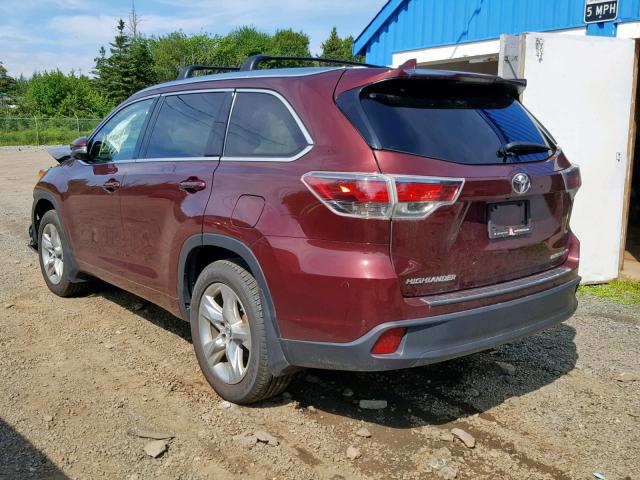 5TDDKRFH2GS247671 - 2016 TOYOTA HIGHLANDER BURGUNDY photo 3