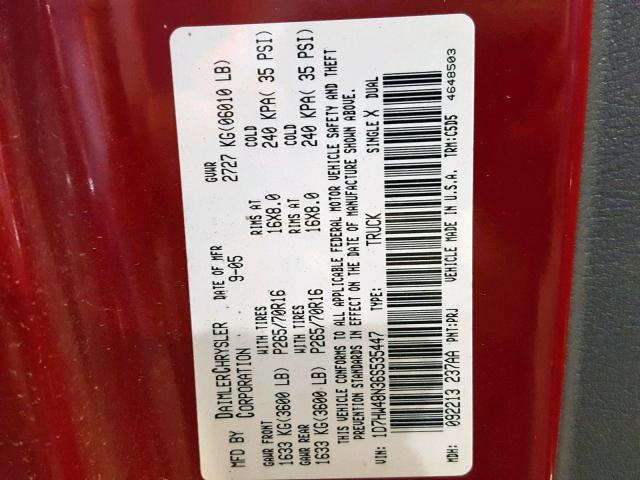 1D7HW48N36S535447 - 2006 DODGE DAKOTA QUA MAROON photo 10