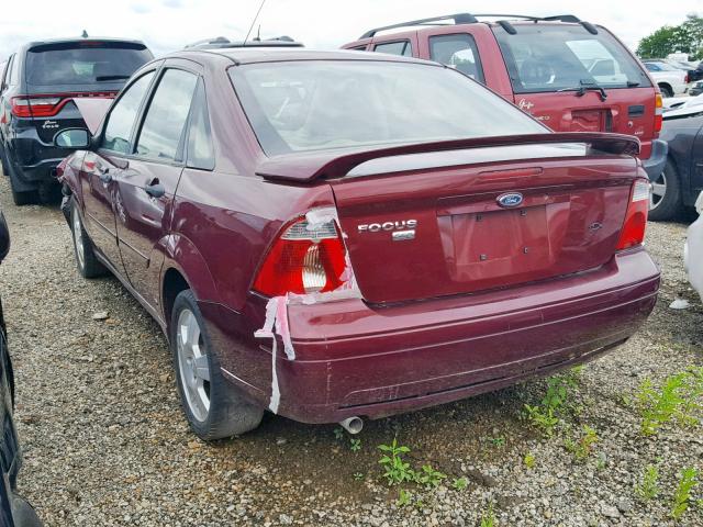 1FAHP34N17W142103 - 2007 FORD FOCUS ZX4 MAROON photo 3