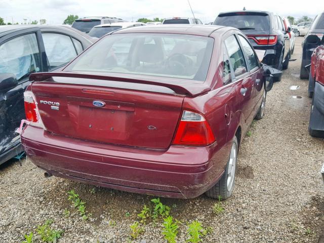 1FAHP34N17W142103 - 2007 FORD FOCUS ZX4 MAROON photo 4