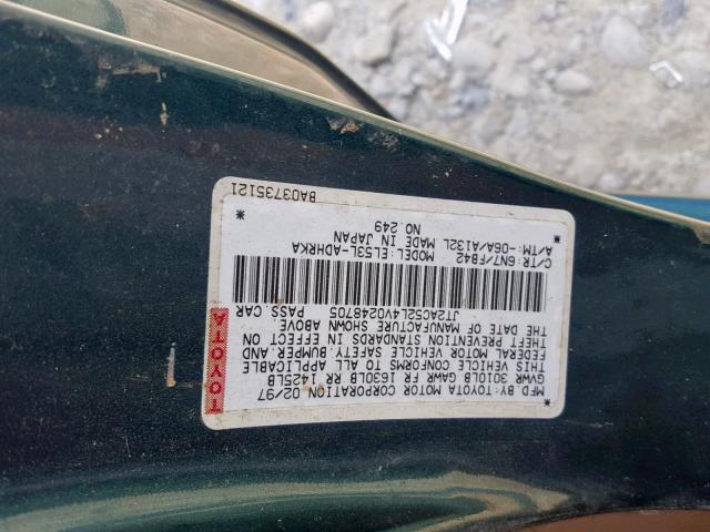 JT2AC52L4V0248705 - 1997 TOYOTA TERCEL CE GREEN photo 10