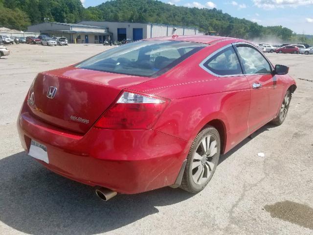 1HGCS12818A012357 - 2008 HONDA ACCORD EXL RED photo 4