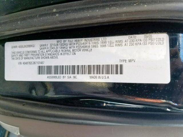 4S4BT62C367101457 - 2006 SUBARU BAJA SPORT BLACK photo 10