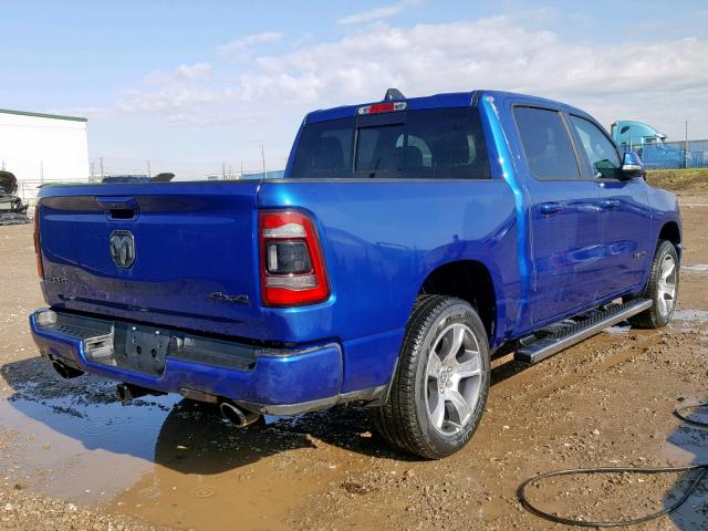 1C6SRFLT6KN777044 - 2019 RAM 1500 REBEL ლურჯი ფოტო 4