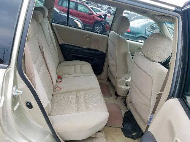 JTEHF21A410029731 - 2001 TOYOTA HIGHLANDER BEIGE photo 6