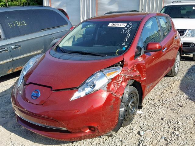 1N4AZ0CP6FC332007 - 2015 NISSAN LEAF S RED photo 2