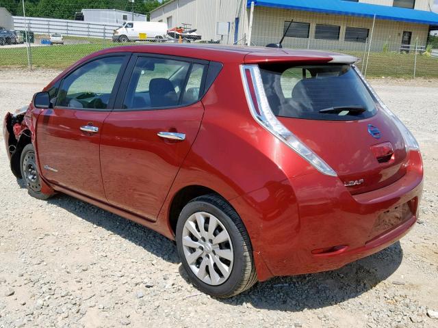 1N4AZ0CP6FC332007 - 2015 NISSAN LEAF S RED photo 3