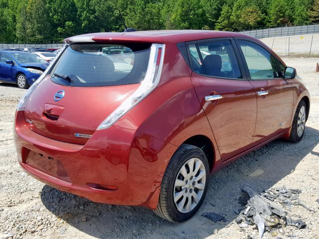 1N4AZ0CP6FC332007 - 2015 NISSAN LEAF S RED photo 4