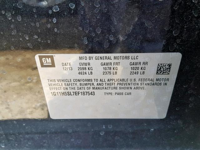 1G11H5SL7EF187543 - 2014 CHEVROLET MALIBU LTZ შავი ფოტო 10