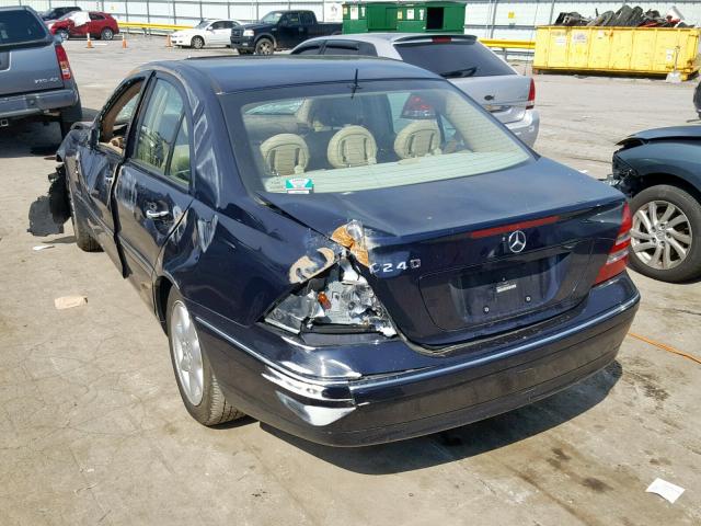 WDBRF61J12F276637 - 2002 MERCEDES-BENZ C 240 BLUE photo 3