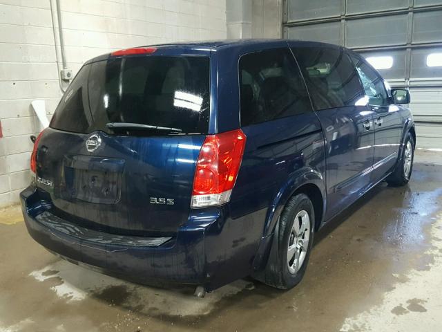 5N1BV28U28N108062 - 2008 NISSAN QUEST S BLUE photo 4